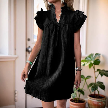 Ruffle Sleeve Mini Dress, Women's Loose Shift Summer Dress
