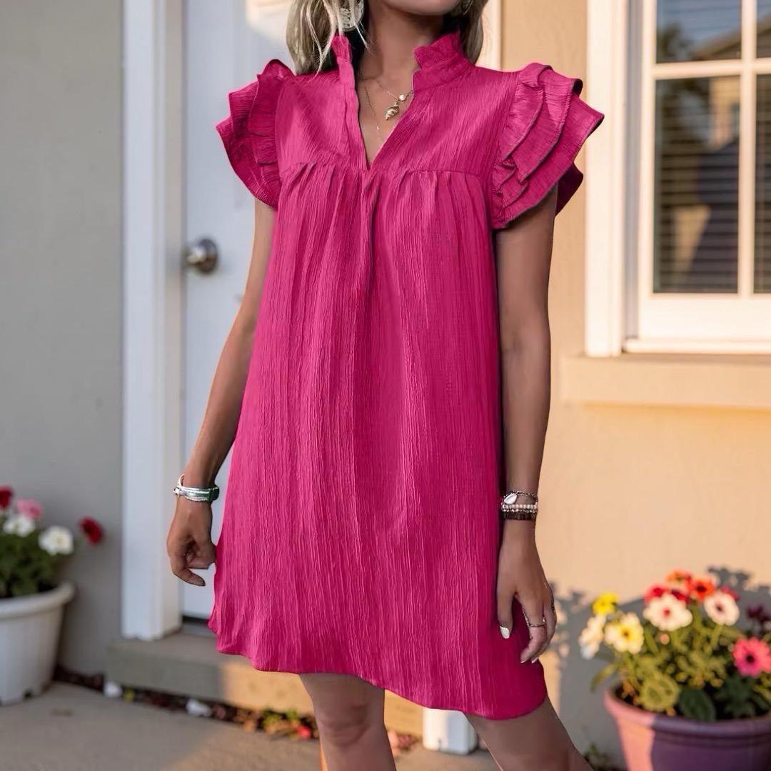 Ruffle Sleeve Mini Dress, Women's Loose Shift Summer Dress