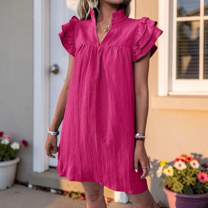 Ruffle Sleeve Mini Dress, Women's Loose Shift Summer Dress