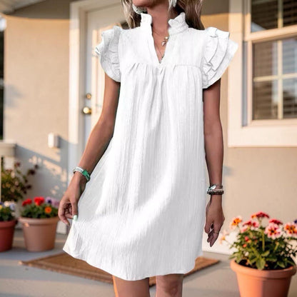 Ruffle Sleeve Mini Dress, Women's Loose Shift Summer Dress