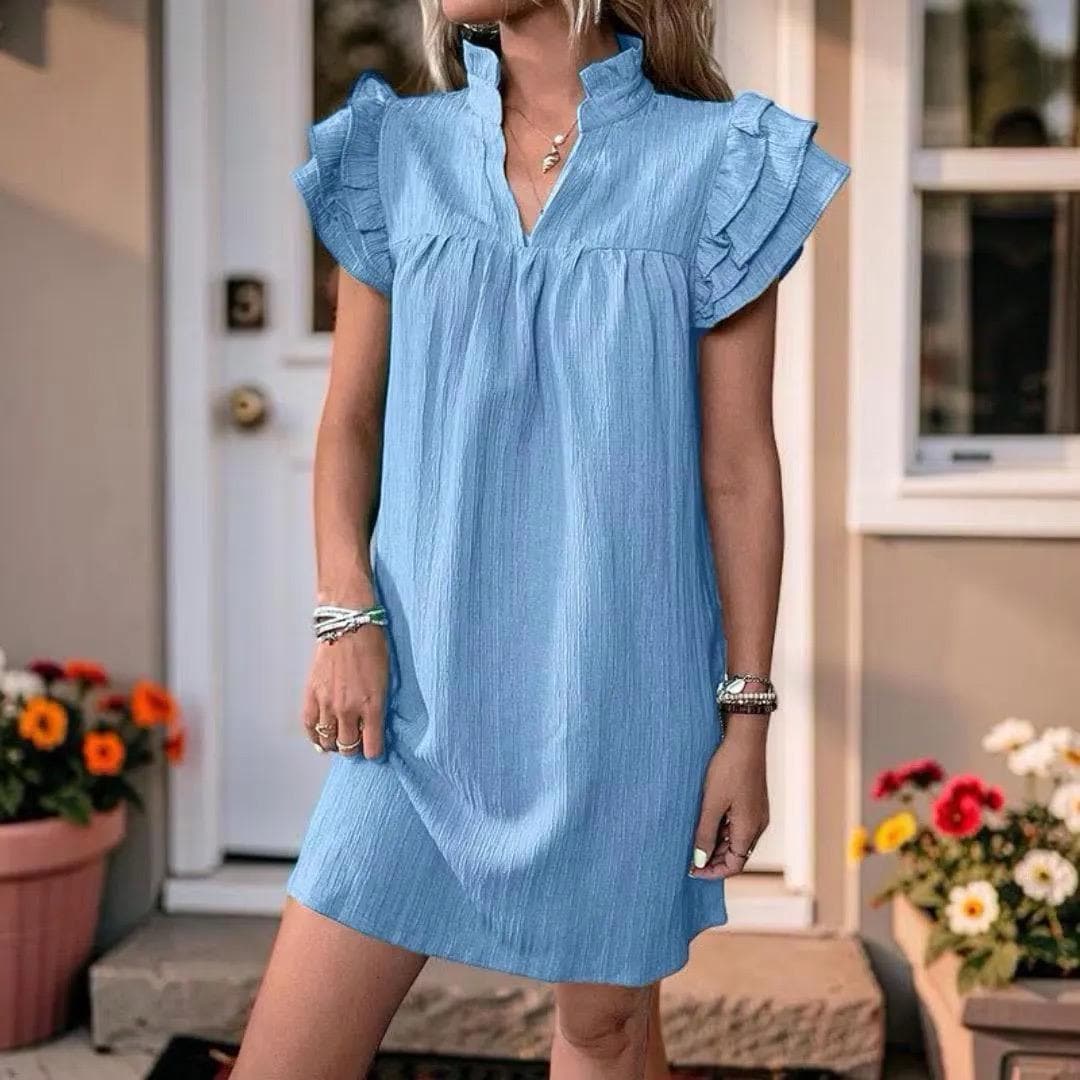 Ruffle Sleeve Mini Dress, Women's Loose Shift Summer Dress
