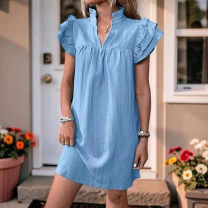Ruffle Sleeve Mini Dress, Women's Loose Shift Summer Dress