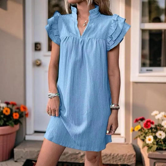 Ruffle Sleeve Mini Dress, Women's Loose Shift Summer Dress