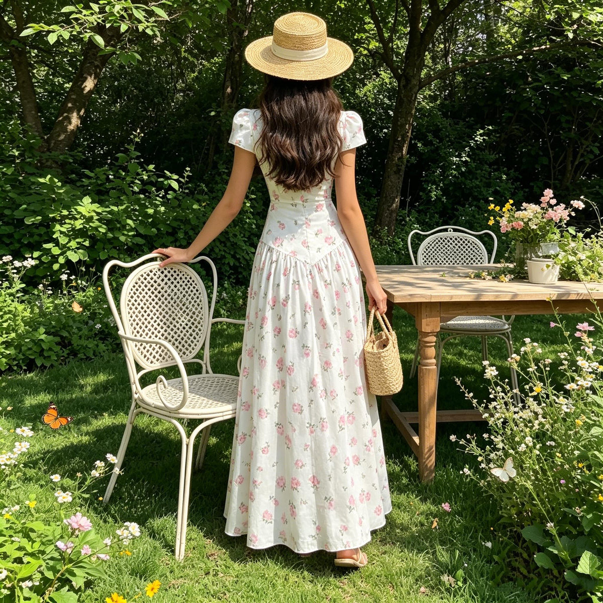 Women's Elegant Tea Party Floral Maxi Dress — Breathable Summer Dress, Stylish & Versatile