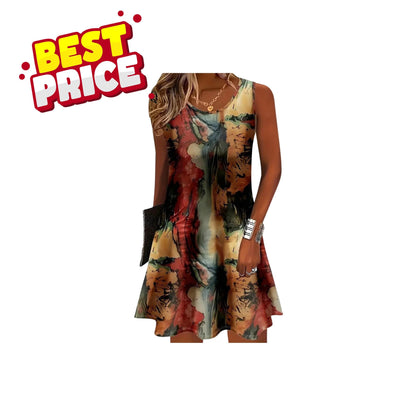 Women Summer Sleeveless Boho Dress Casual Tank Beach Floral Print Loose Vest Dress
