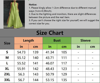 2026 Women'S Summer New V-Neck Sleeveless Solid Color Long Dress Loose Beach Vacation Dress with Pockets
