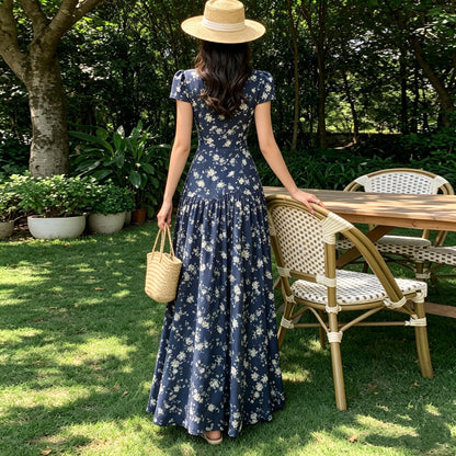 Women's Elegant Tea Party Floral Maxi Dress — Breathable Summer Dress, Stylish & Versatile