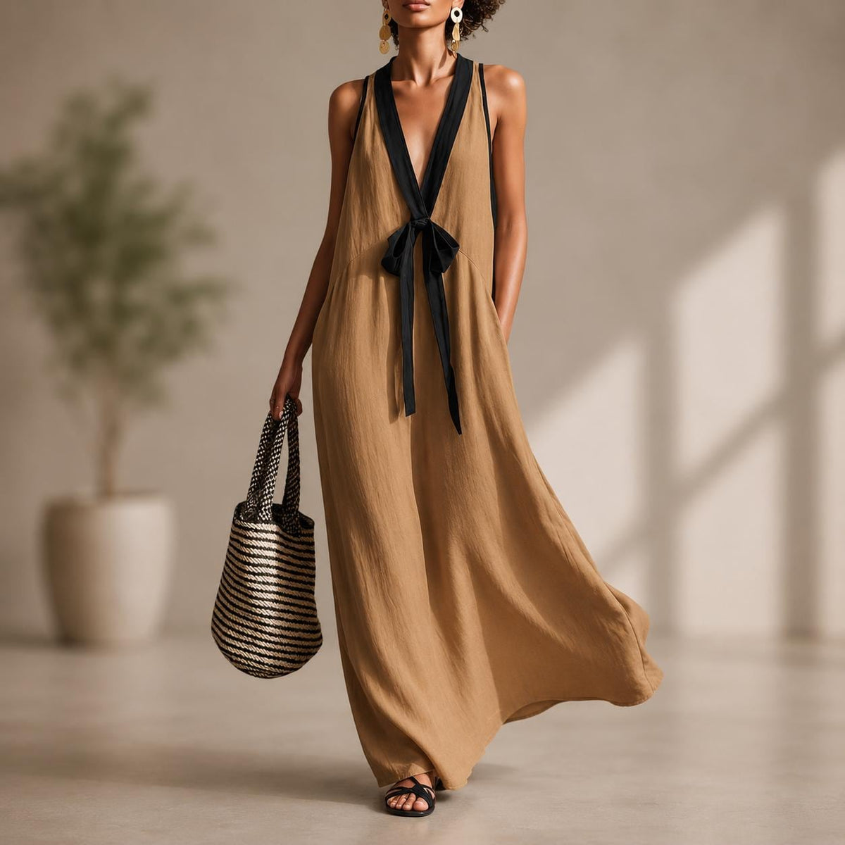Handmade Women Maxi Dress Elegant Sleeveless Gown Casual Formal Event Summer Wear