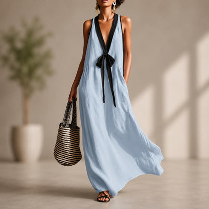 Handmade Women Maxi Dress Elegant Sleeveless Gown Casual Formal Event Summer Wear