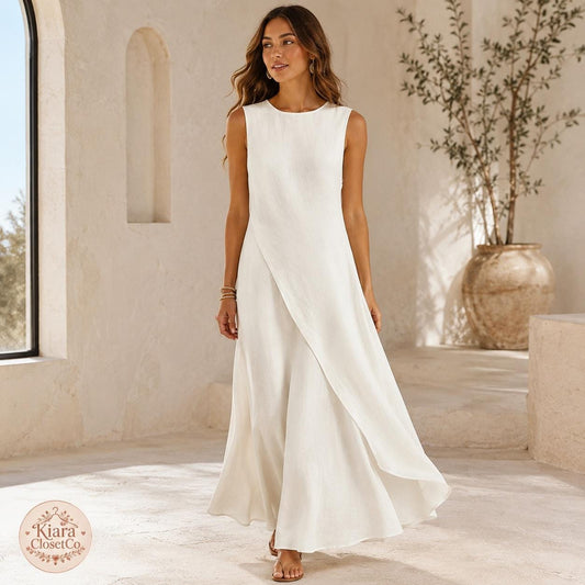 Sleeveless Asymmetrical Maxi Dress