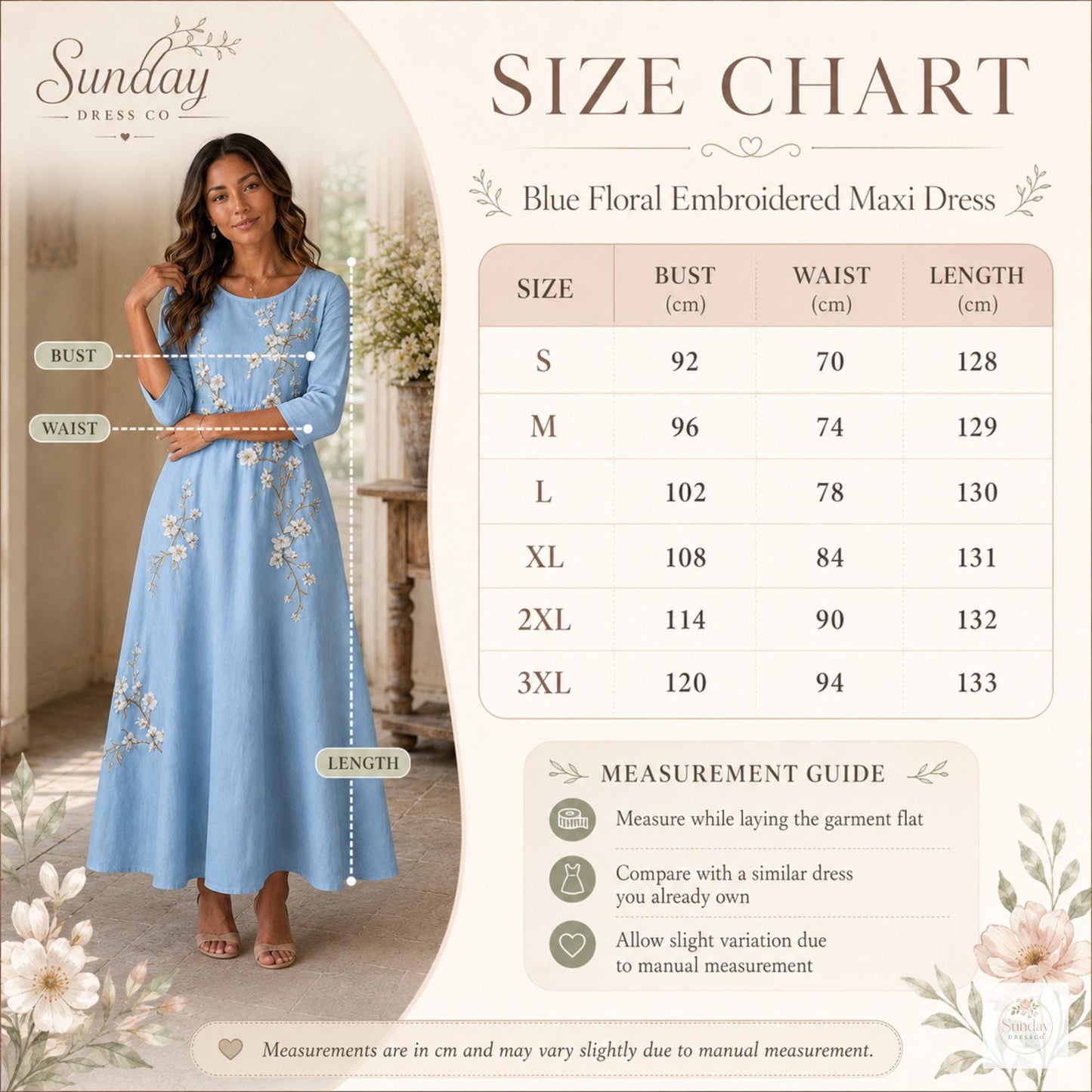 Floral Print Maxi Dress with Pockets, Cottagecore Summer Dress, 3/4 Sleeve Flowy Garden Party Dress