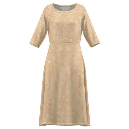 Elegant Floral Midi Dress for Women | Wedding Guest Dress | Kentucky Derby Tea Party Modest Spring