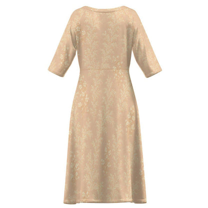 Elegant Floral Midi Dress for Women | Wedding Guest Dress | Kentucky Derby Tea Party Modest Spring