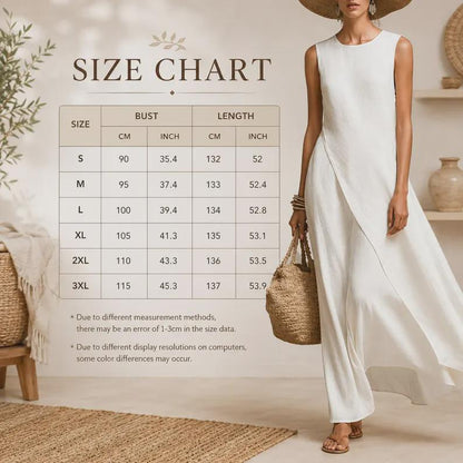Linen Maxi Dress Women, Elegant Sleeveless Boho , Flowy Summer Beach, LooseFit Vacation Outfit
