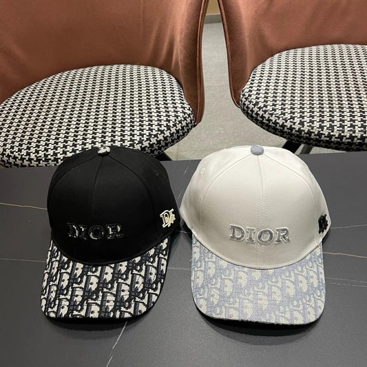Dior Embroidered Baseball Cap Gray Black Cotton 219158