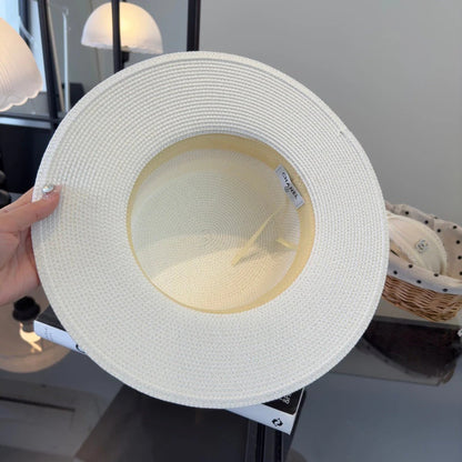 Chanel Flat-top Straw Hat With Silk Bow 279632