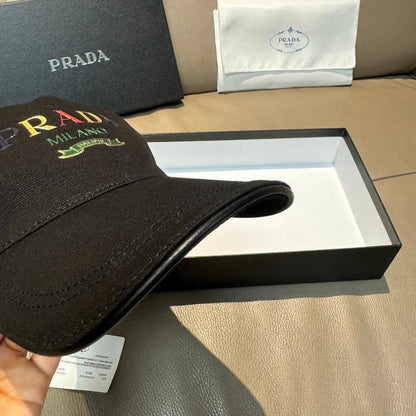 Prada Embroidered Logo Baseball Cap Cotton 280833