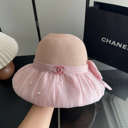 Chanel Straw Hat With Patchwork Bow 279511