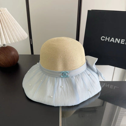 Chanel Straw Hat With Patchwork Bow 279511