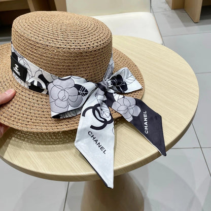 NATURAL STRAW BUCKET HAT WITH RIBBON 672772