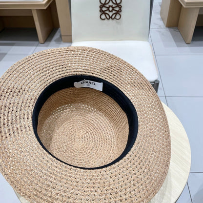 NATURAL STRAW BUCKET HAT WITH RIBBON 672772